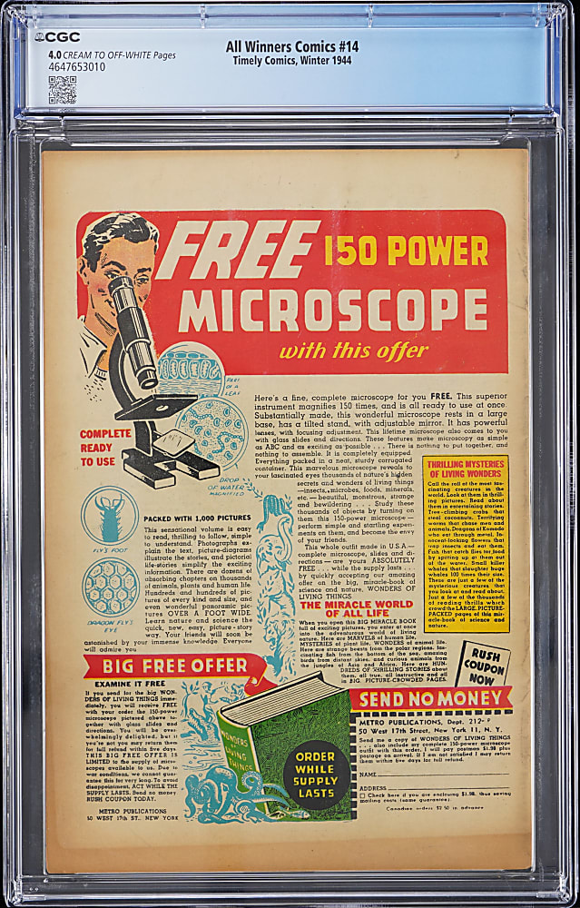 1944 Timely Comics All Winners Comics #14 - CGC 4.0