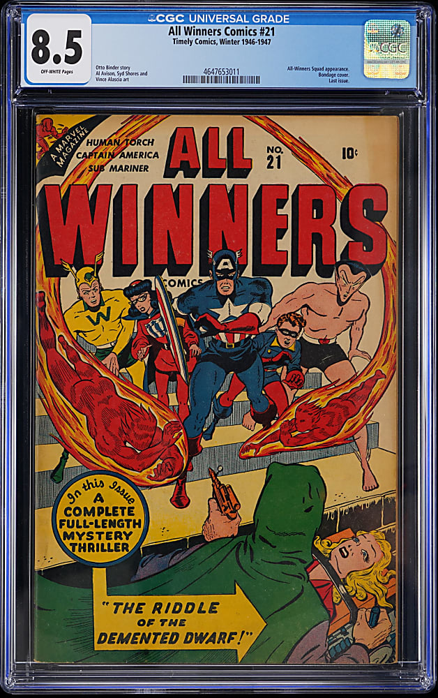 1946-1947 Timely Comics All Winners #21 Bondage Cover, Last Issue - CGC 8.5