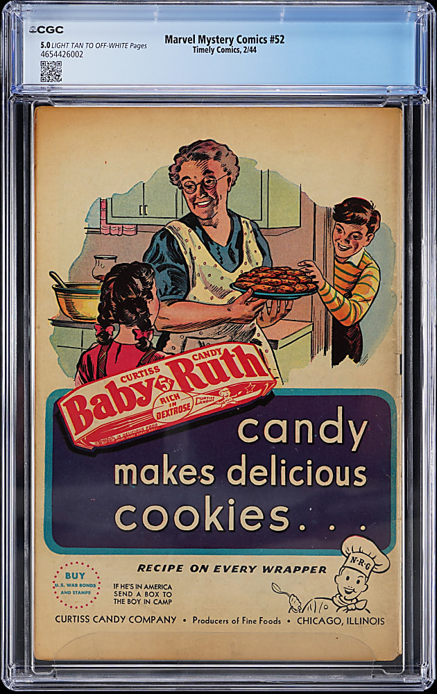 1944 Timely Comics Marvel Mystery Comics #52 Bondage Cover - CGC 5.0