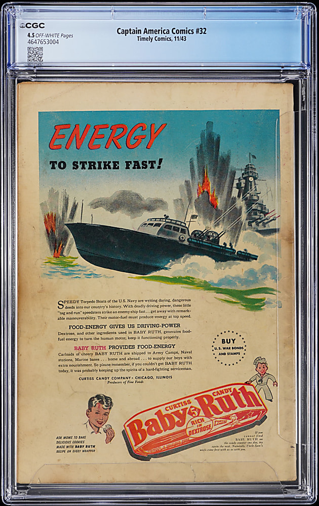 1943 Timely Comics Captain America Comics #32 - CGC 4.5