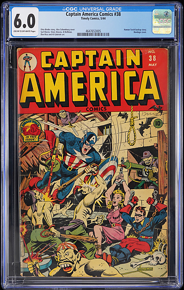 1944 Timely Comics Captain America Comics #38 Bondage Cover - CGC 6.0