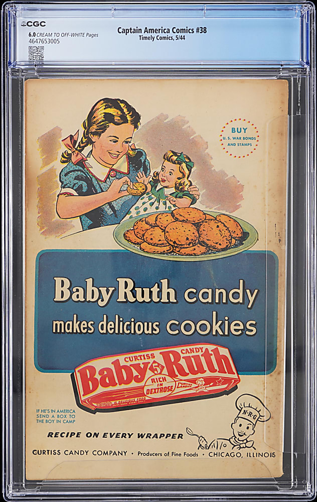 1944 Timely Comics Captain America Comics #38 Bondage Cover - CGC 6.0