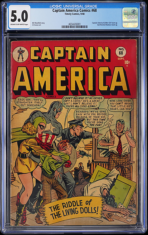 1948 Timely Comics Captain America Comics #68 Captain America & Golden Girl Team-Up - CGC 5.0