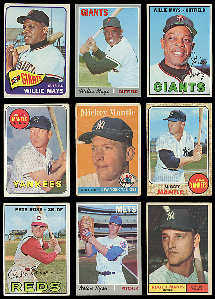 1958-1974 Topps/Fleer Hall of Fame & Star Collection (55) with (3) Aaron, (3) Mantle, (5) Mays & (5) Rose - Loaded!