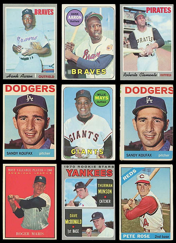1958-1974 Topps/Fleer Hall of Fame & Star Collection (55) with (3) Aaron, (3) Mantle, (5) Mays & (5) Rose - Loaded!