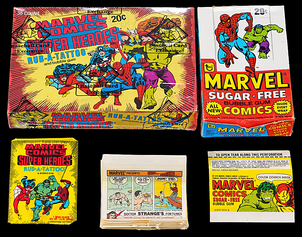 1978-1980 Donruss/Topps Marvel Collection with 1980 Donruss Marvel Super Heroes Tattoo Unopened Wax Box BBCE