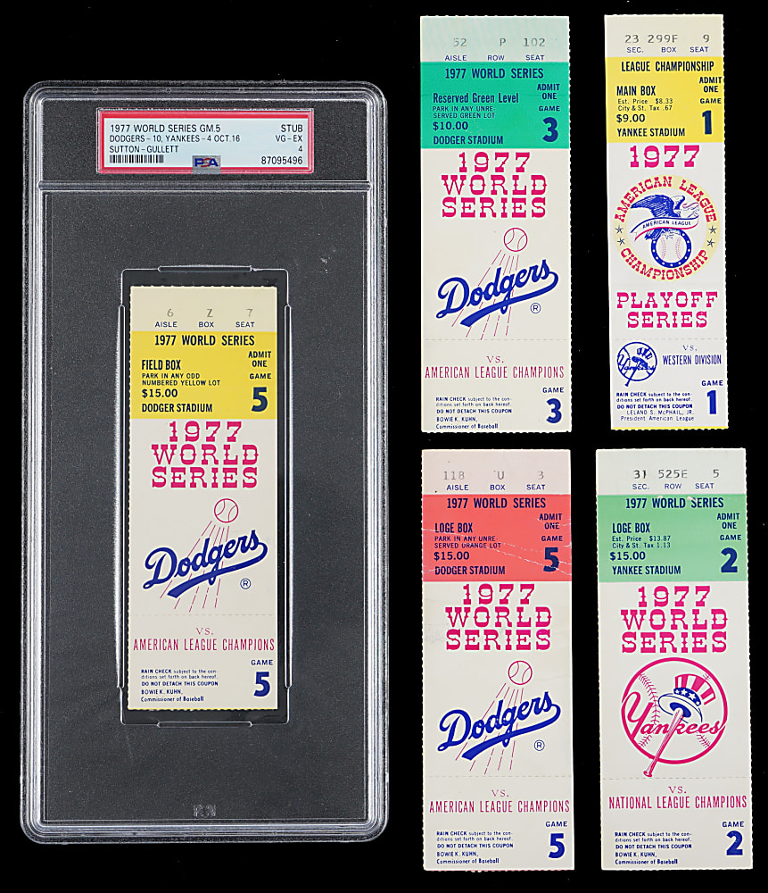 1977 New York Yankees ALCS/World Series Ticket Stub Collection (5)