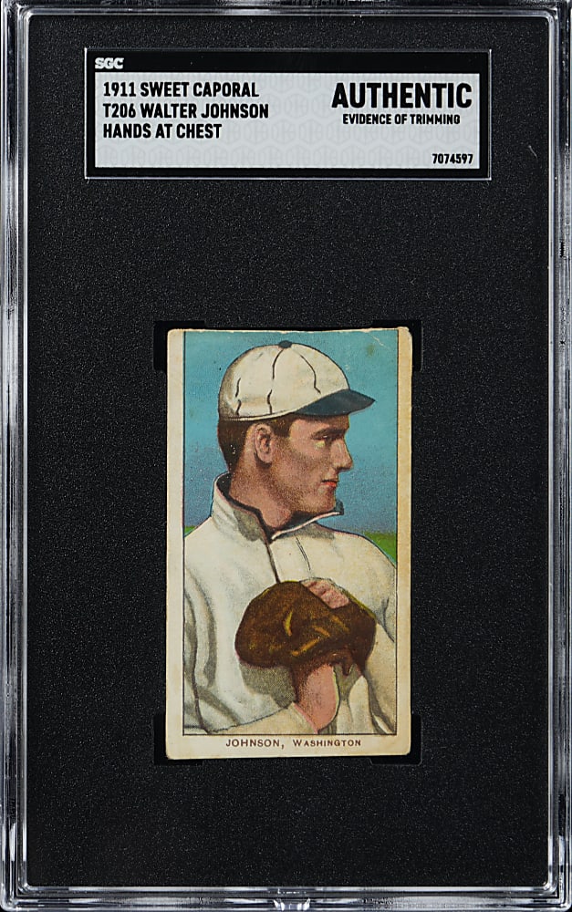 1909-1911 T206 White Border Walter Johnson Hands at Chest SGC Authentic