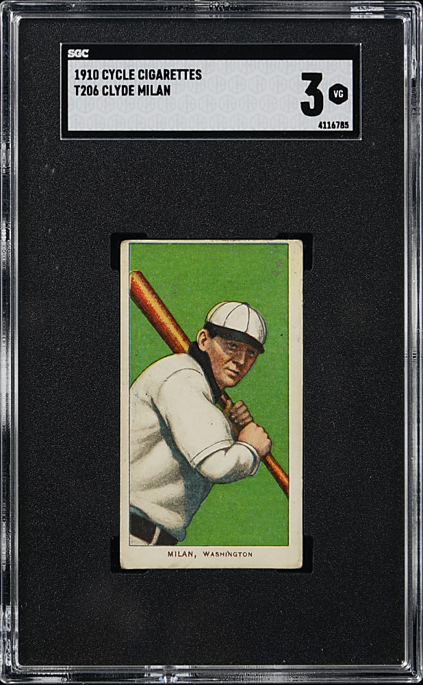 1909-1911 T206 White Border Clyde Milan Cycle SGC VG 3