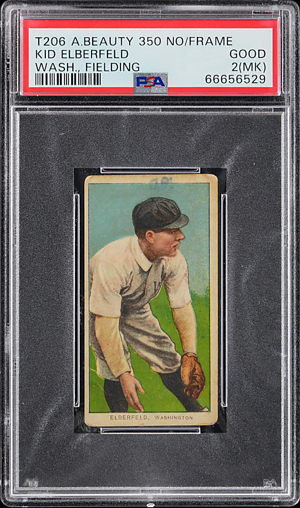1909-1911 T206 White Border Kid Elberfeld Wash. Fielding American Beauty No Frame PSA GOOD 2 (mk)