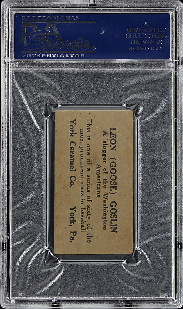 1927 E210 York Caramels #49 Leon (Goose) Goslin Type 1 PSA VG 3