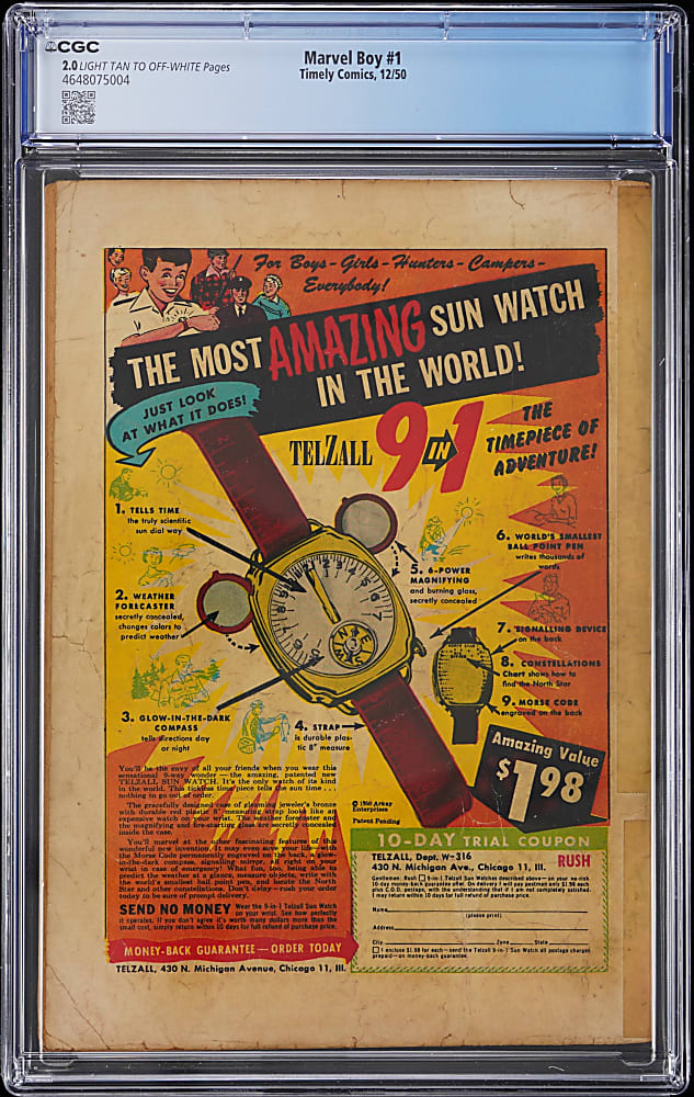 1950 Timely Comics Marvel Boy #1 - CGC 2.0