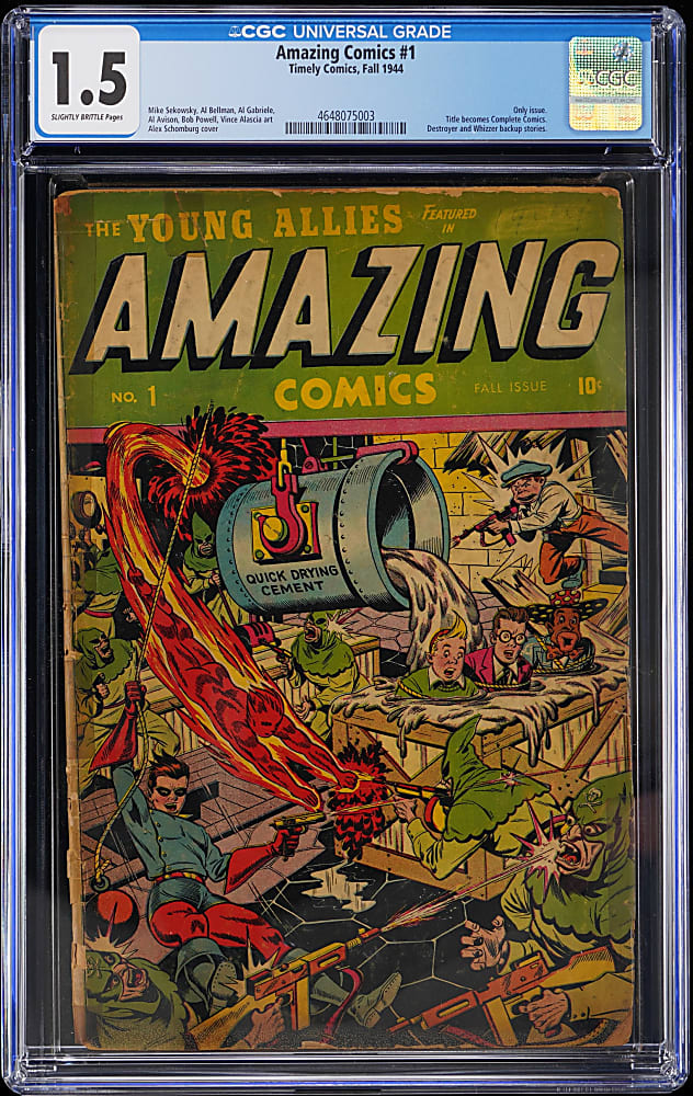 1944 Timely Comics Amazing Comics #1 Only Issue - CGC 1.5