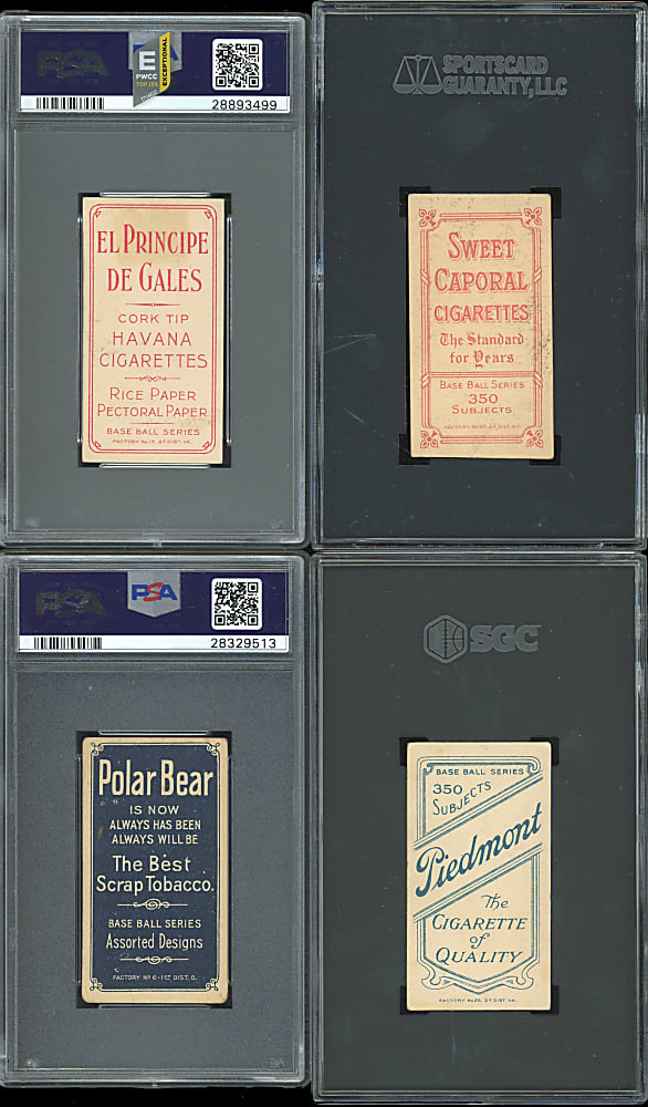 1909-1911 T206 White Border Washington Senators PSA & SGC Graded Collection (8) with Tougher Backs