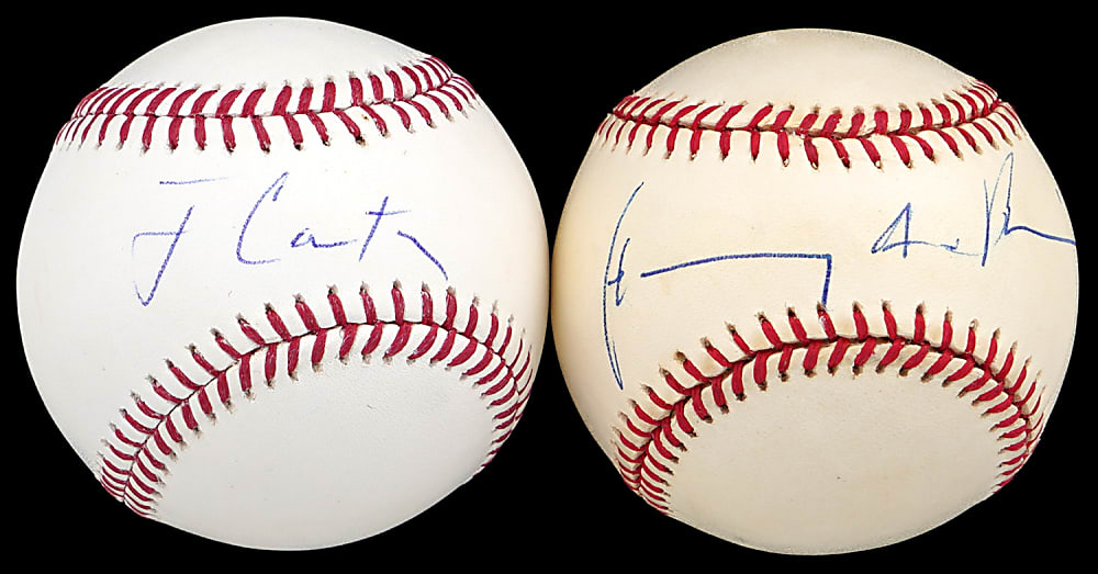 Jimmy Carter & Henry Kissinger Single-Signed Baseball Pair - Both Individually Certified
