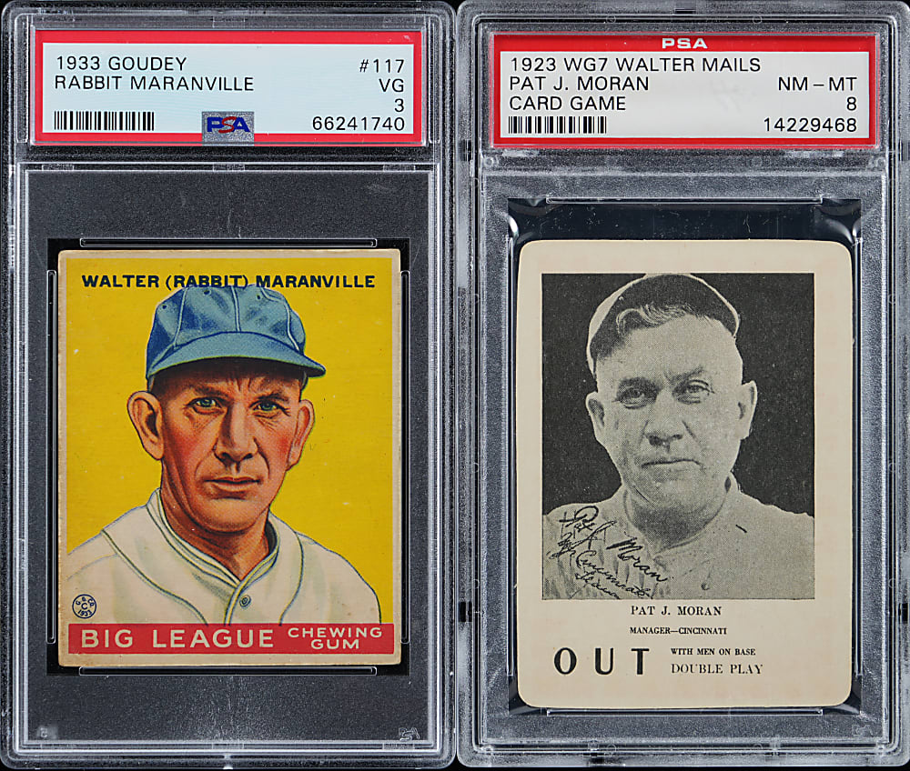 1923 WG7 Walter Mails Pat Moran PSA 8 & 1933 Goudey #117 Rabbit Maranville PSA VG 3 Graded Pair