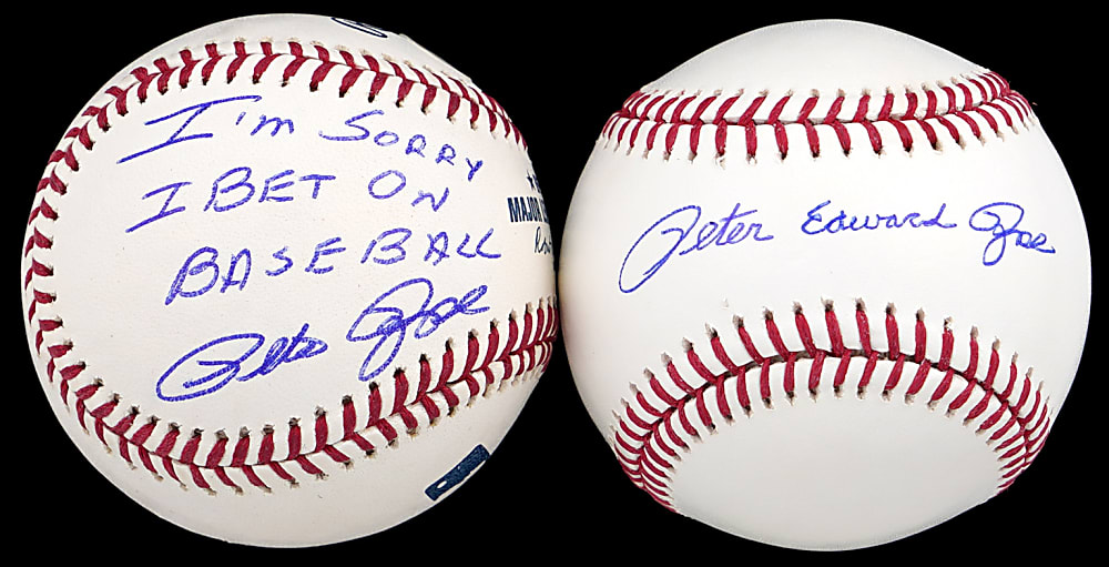 Pete Rose Single-Signed Baseball Pair with "Sorry I Bet..." & Full Name Inscriptions