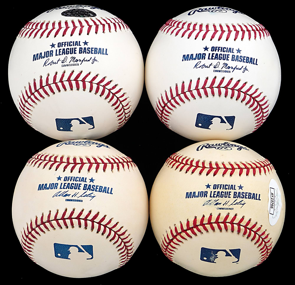 1980s Hall of Fame & Superstar Quarterback Single-Signed Baseballs (4) with Elway, Marino & Montana