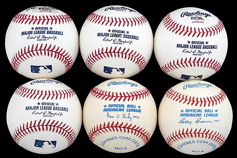 Modern Hall of Famer & Superstar Single-Signed Baseball Group (6) with Mike Trout, Freddie Freeman & Juan Soto