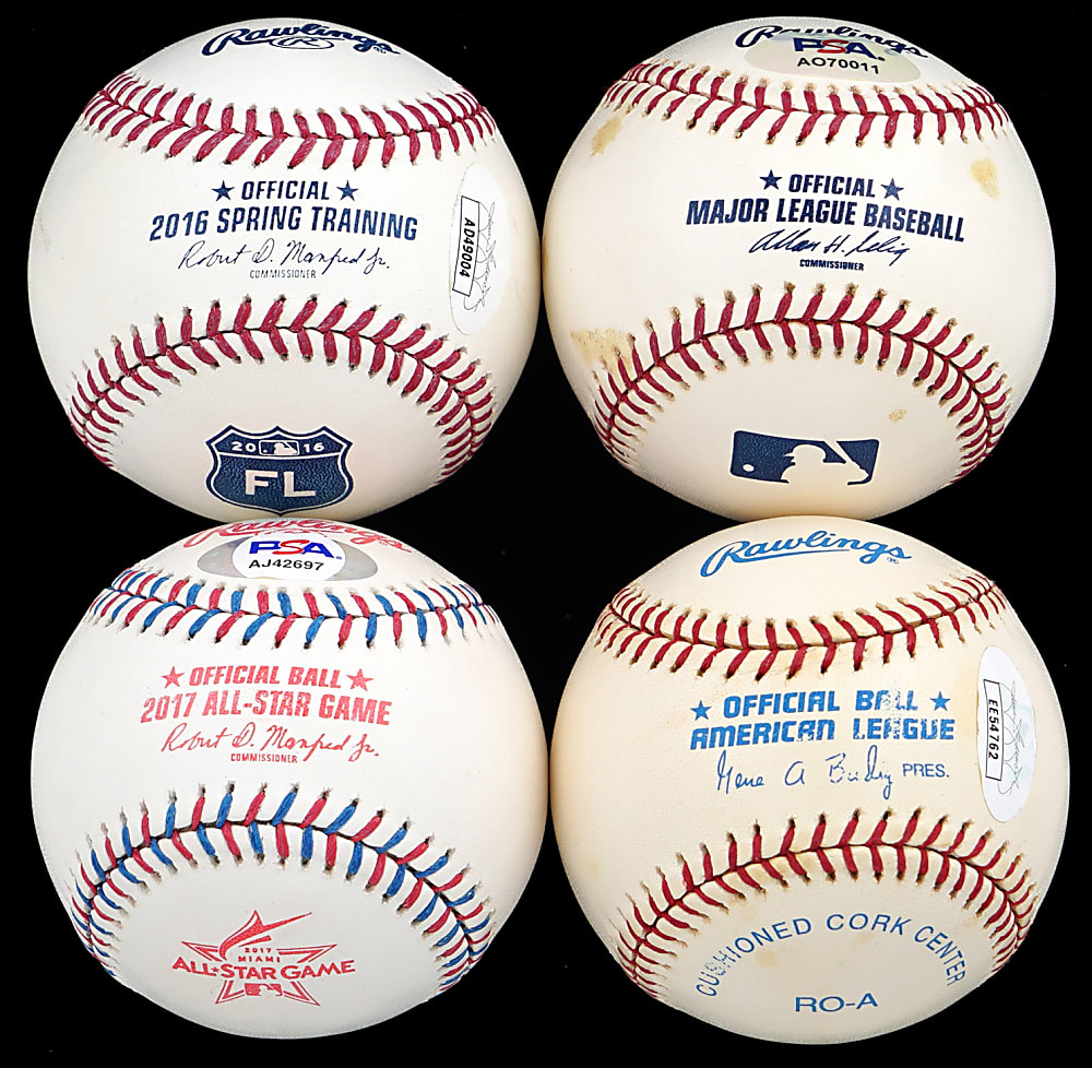 Hall of Fame / Star Quarterback Single-Signed Baseballs (4) with Namath, Staubach, Griese & Manning - All Individually Certified
