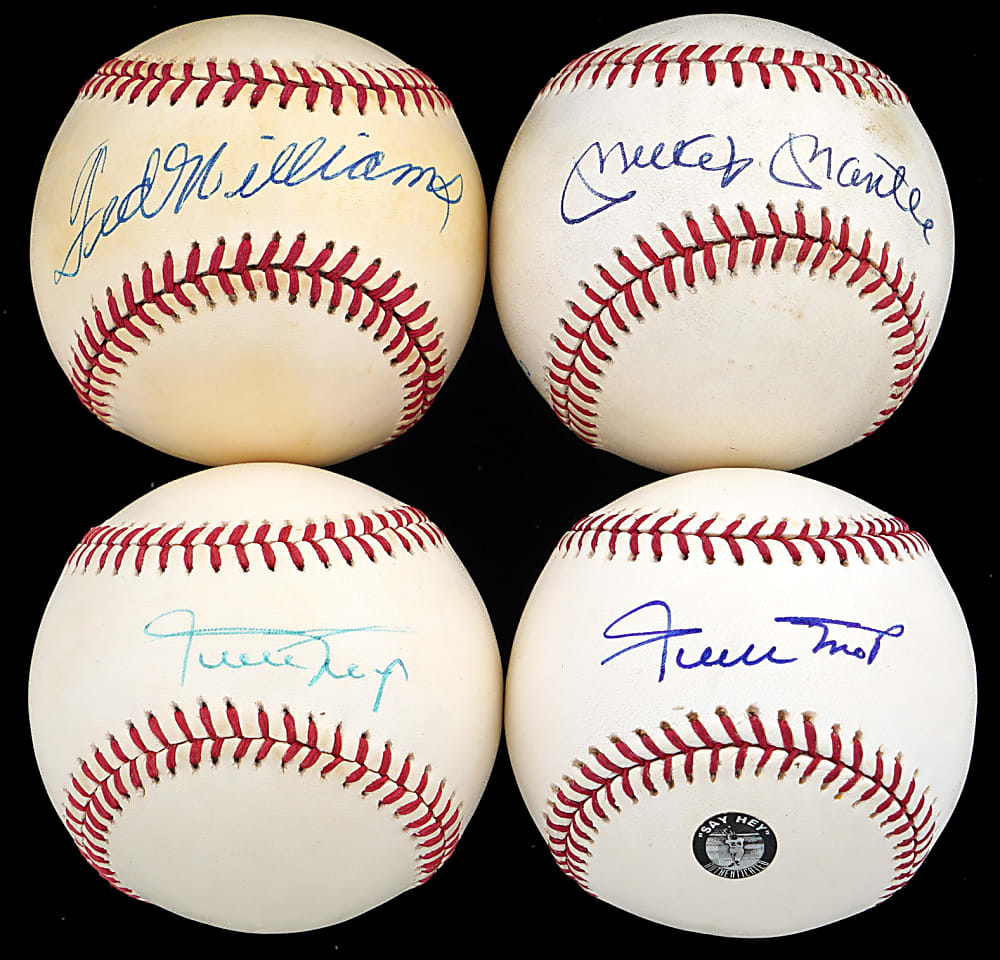 Mickey Mantle, Willie Mays & Ted Williams Single-Signed Baseballs (4) - All Individually Certified