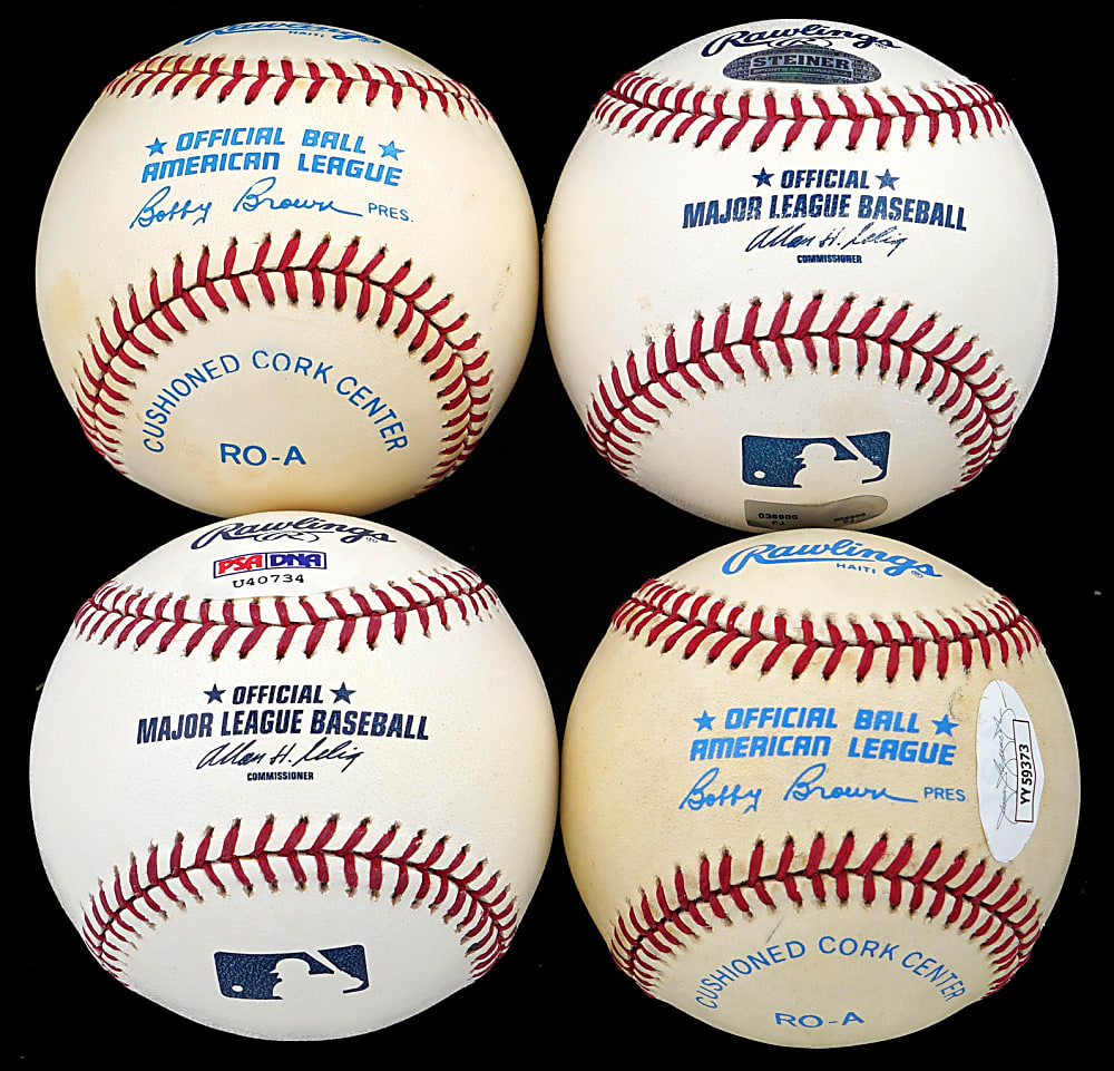 New York Yankees Single-Signed Tougher Baseballs (4) with Steinbrenner, Cashman, Martin & Monahan - All Individually Certified