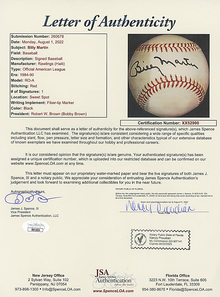 New York Yankees Single-Signed Tougher Baseballs (4) with Steinbrenner, Cashman, Martin & Monahan - All Individually Certified
