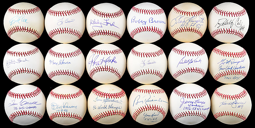 1950s-1960s New York Yankees Single-Signed Baseball Collection (18) with (5) Hall of Famers