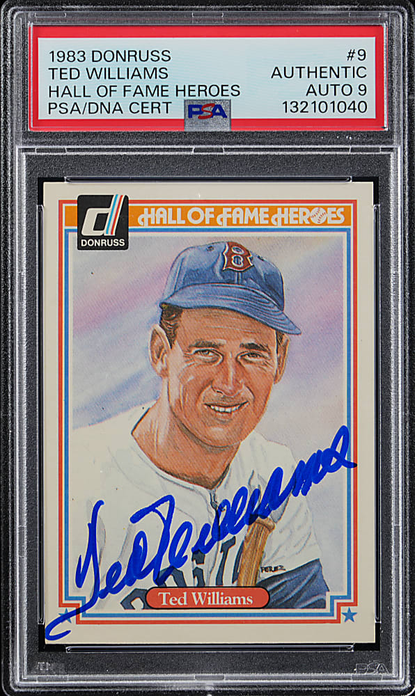 Signed 1983 Donruss Hall of Fame Heroes #9 Ted Williams PSA/DNA with "9" Auto
