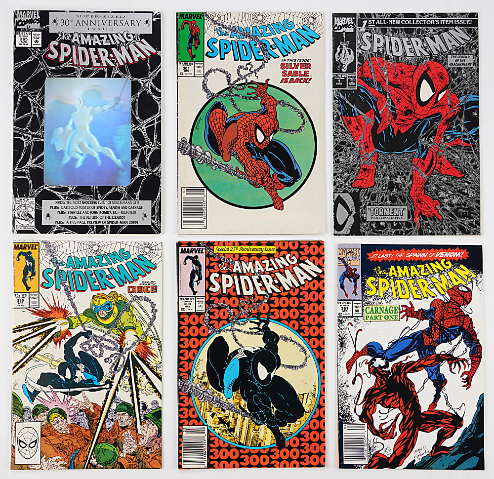 1980s-1990s Marvel Spider-Man Comics (33) with Amazing Spider-Man #300 1st Venom & #361 1st Carnage