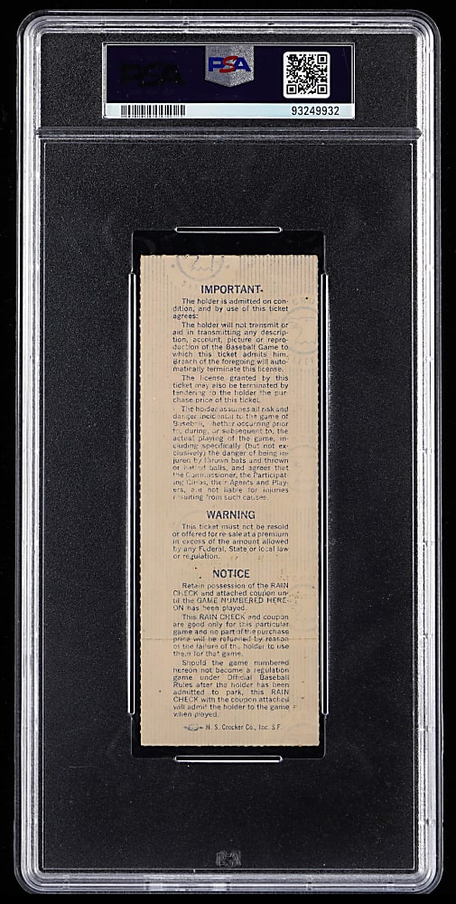 1977 World Series New York Yankees vs. Los Angeles Dodgers Game 6  Clincher Ticket Stub PSA VG 3 - Reggie Jackson 3 Home Runs!