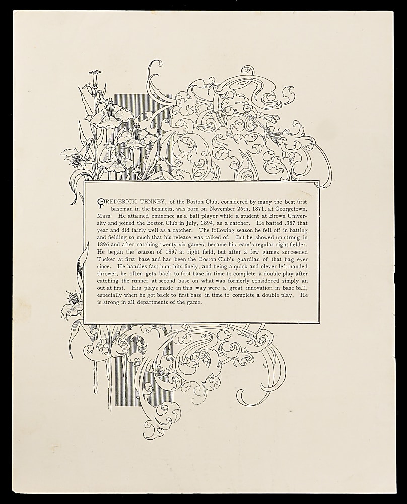 1899-00 M101-1 Sporting News Supplement Fred Tenney (Image used for E107 Breisch-Williams)