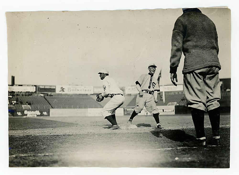 Circa 1909 Spooner & Welis (New York) Johnny Evers In-Action Type I Original Photograph with PSA/DNA LOA