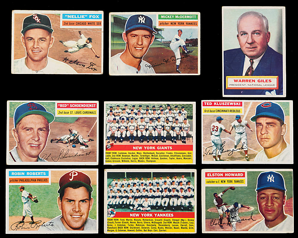 1956 Topps Partial Set (193/340) with Clemente, Koufax, Mays & Williams Plus (2) Unchecked Checklists