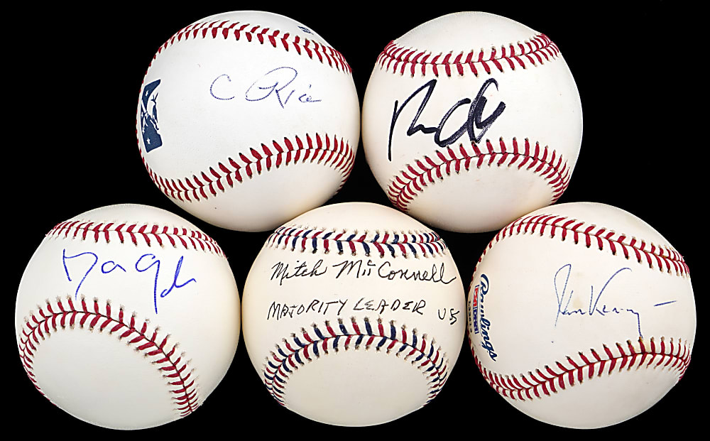 Politician Signed Baseball Group (5) with DeSantis, McConnell & Rice
