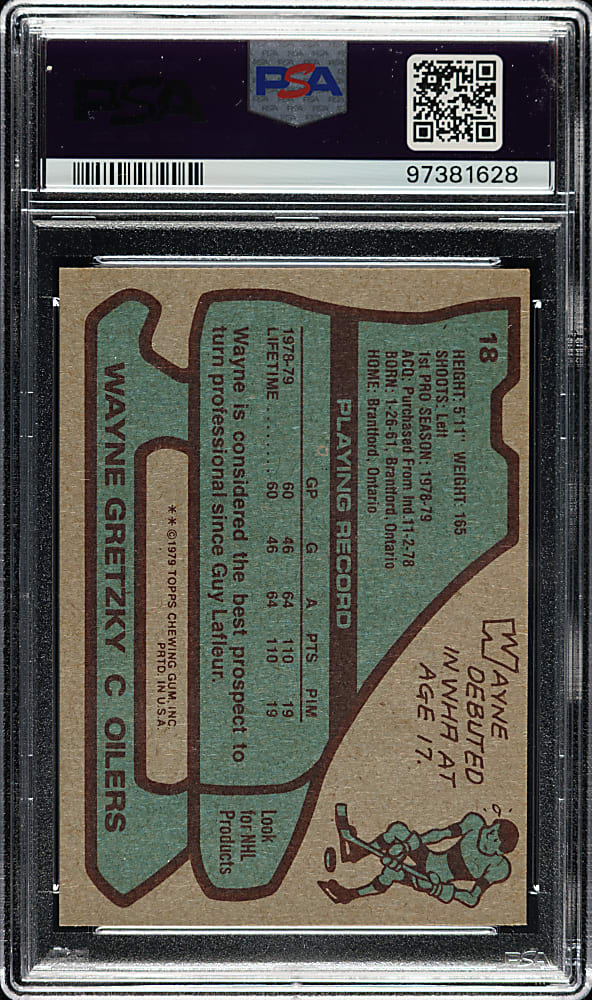 1979-1980 Topps Hockey #18 Wayne Gretzky Rookie PSA NM 7