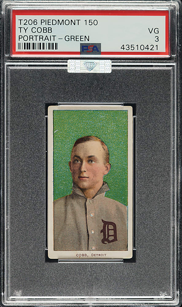 1909-1911 T206 White Border Ty Cobb Portrait Green Background PSA VG 3 (MBA Silver Diamond)