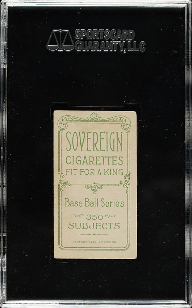 1909-1911 T206 White Border Ty Cobb Bat Off Shoulder SGC VG/EX 4 - Sovereign 350 Back