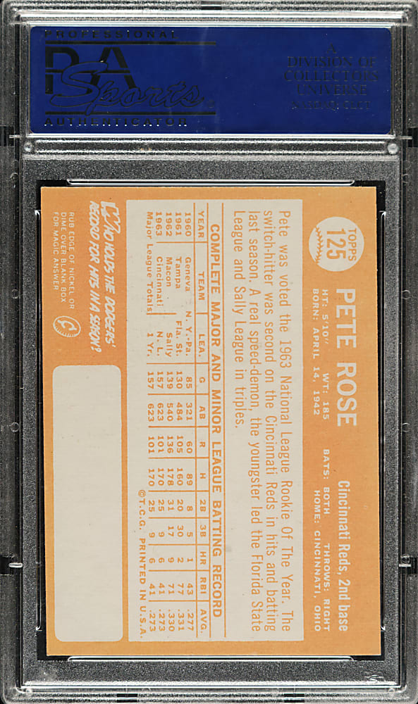 1964 Topps #125 Pete Rose All-Star Rookie PSA NM-MT 8