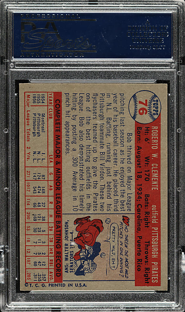 1957 Topps #76 Roberto Clemente PSA NM-MT 8