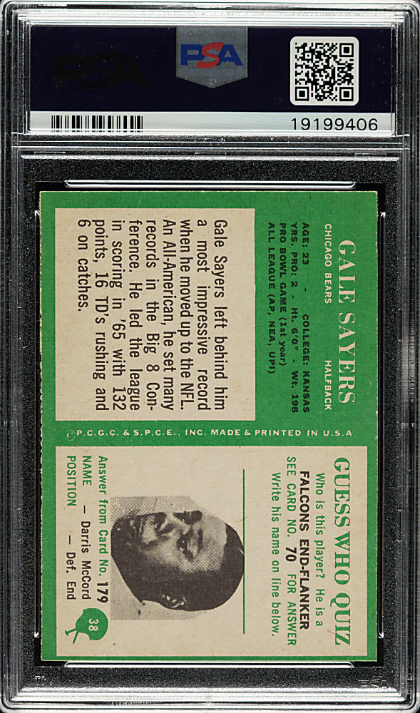 1966 Philadelphia Football #38 Gale Sayers Rookie PSA NM-MT 8
