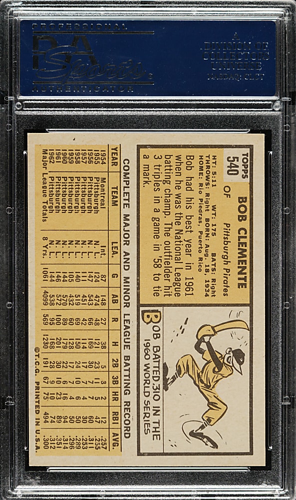 1963 Topps #540 Roberto Clemente PSA NM-MT+ 8.5
