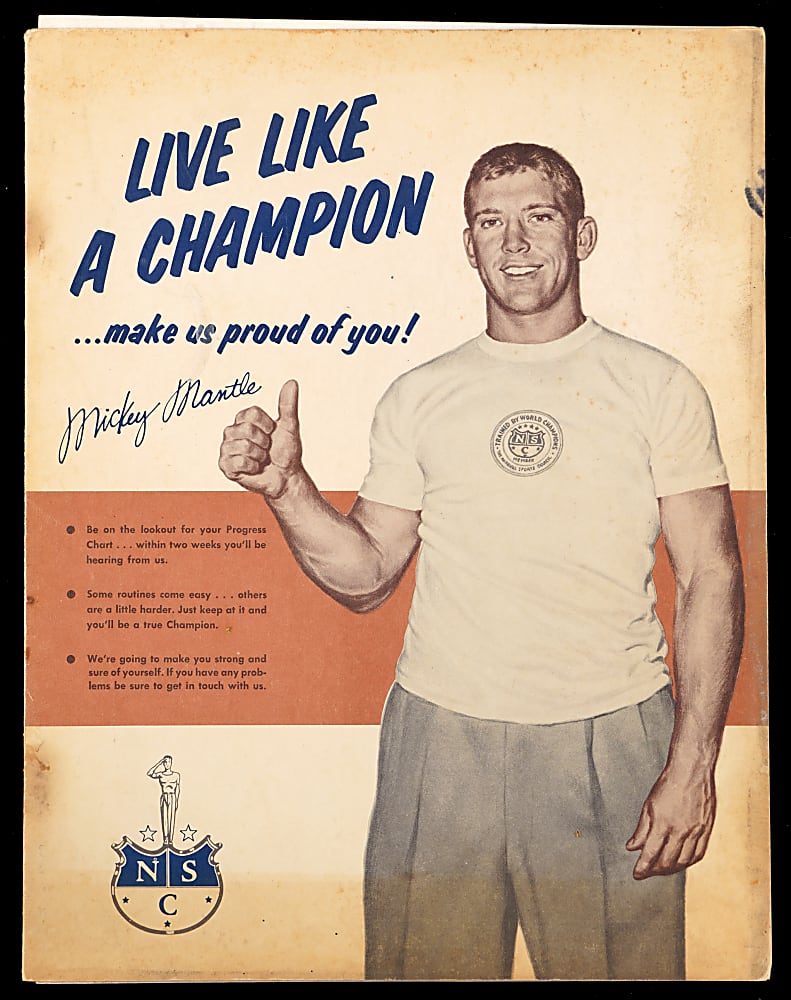 1958 National Sports Council Mickey Mantle "Manly Arts" 6-Piece Folder and (2) Premium Photos