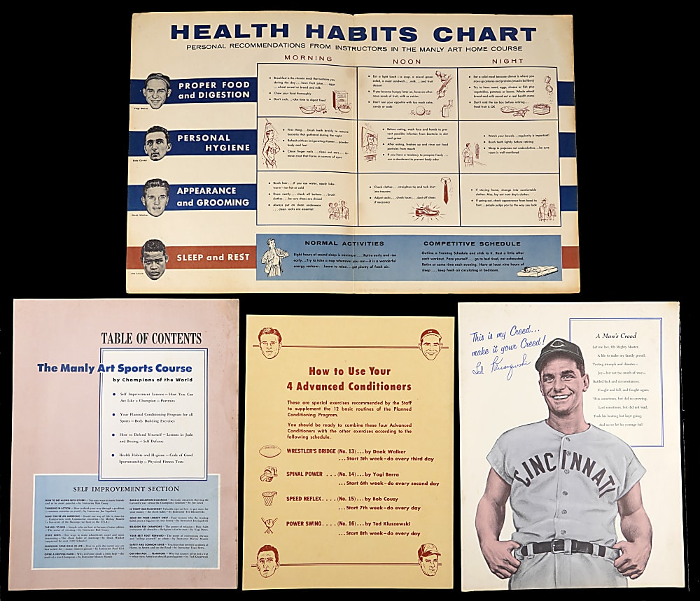 1958 National Sports Council Mickey Mantle "Manly Arts" 6-Piece Folder and (2) Premium Photos