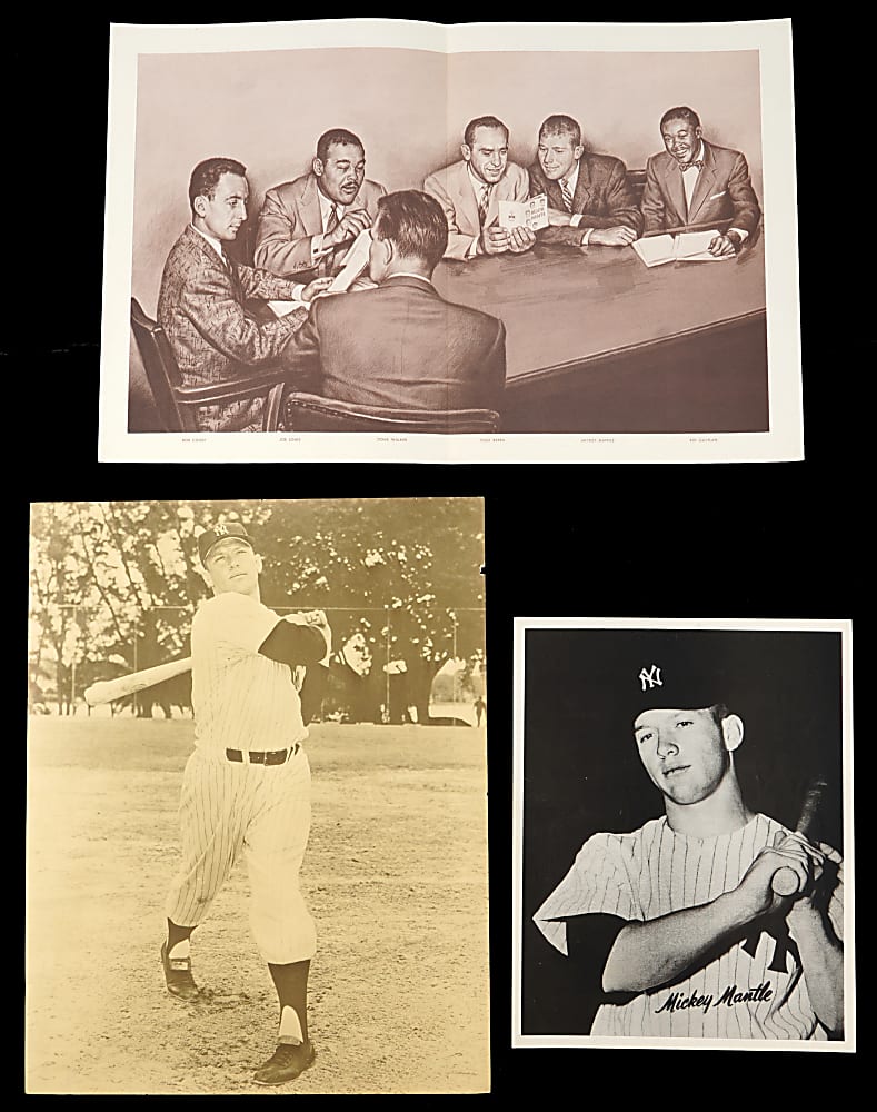 1958 National Sports Council Mickey Mantle "Manly Arts" 6-Piece Folder and (2) Premium Photos