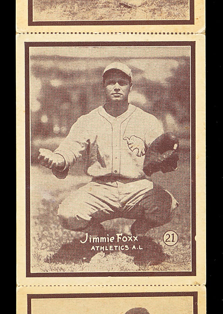 1931 W517 Uncut Three-Card Panel with #21 Jimmie Foxx, #46 Joe Sewell & #51 Earl Averill