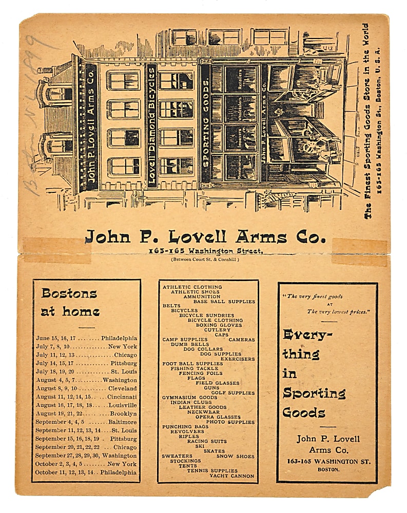 1899 Boston Beaneaters vs. New York Giants Scorecard with Collins, Duffy, Hamilton & Nichols (Winning Pitcher)