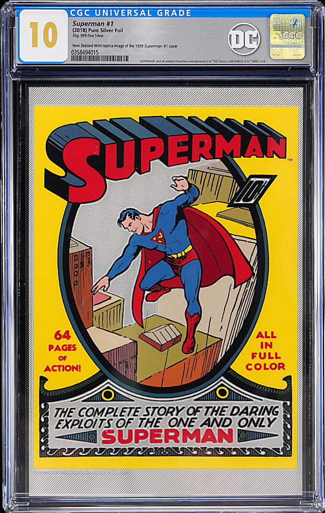 2018 New Zealand Mint 1939 Superman #1 Cover Pure Silver Replica - CGC 10