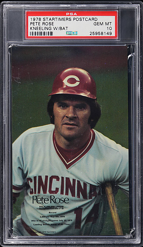 1978 Startimers Postcard Pete Rose Kneeling with Bat PSA GEM MINT 10 - Population 1