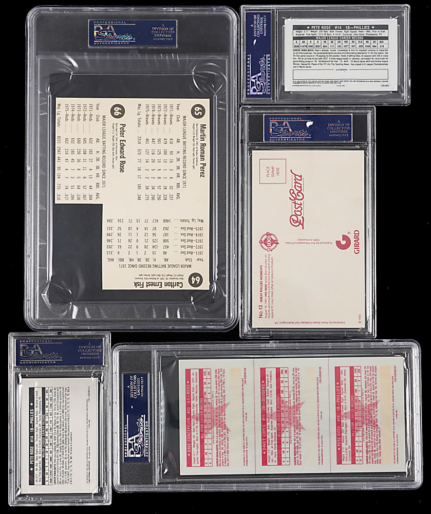 1976-1983 Pete Rose Oddball Proof/Panel/Postcard PSA Graded Collection (5) - All Highest Graded Examples!